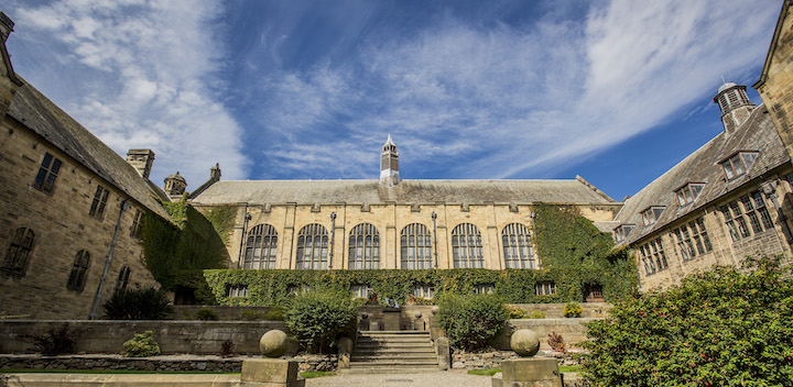 Bangor University Main Campus. Looking up to P.J.Hall.