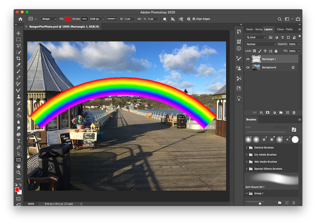 Editing a rainbow, making the arc