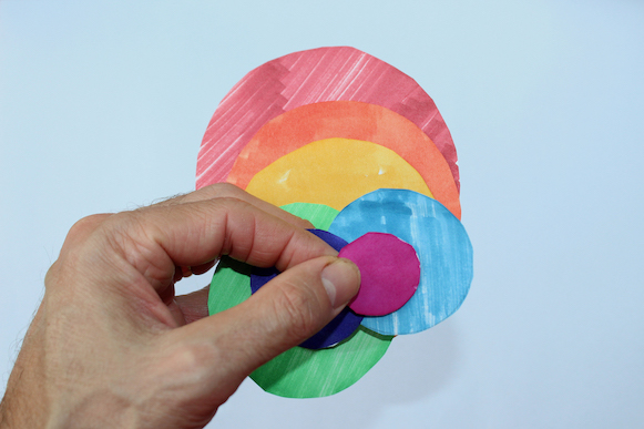 Mockup created by several coloured circles.
