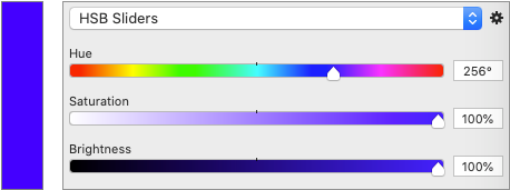 Sliders can be used to select HSB values