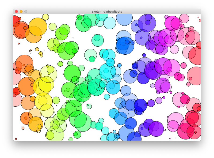 Rainbow circles, sized and transparent.