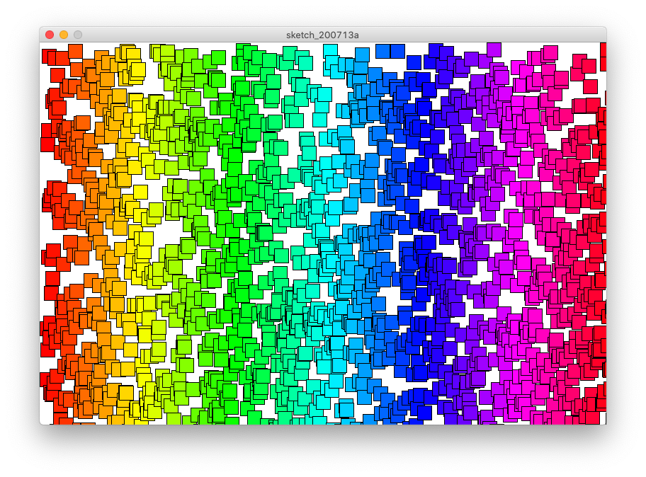 Spectrum of coloured rectangles, with random Y