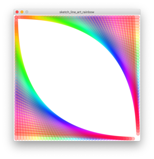 Line art example, showing semi transparent lines that are incrementing in both x and y direction