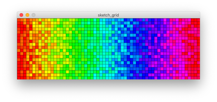 Rainbow coloured grid, that has been jittered.