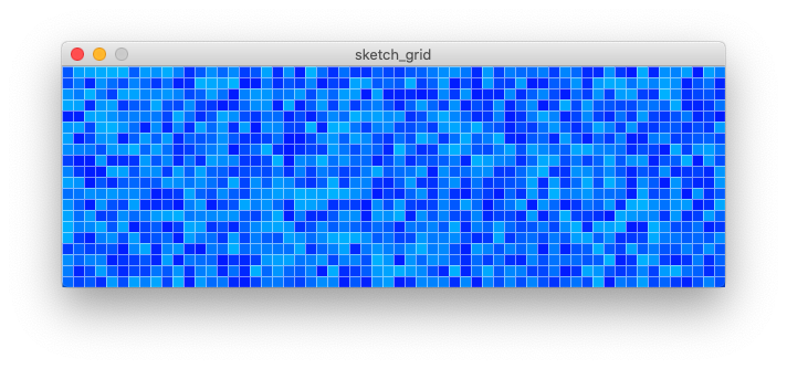A regular grid of blue rectangles that have been jittered.